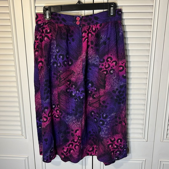 Vintage Animal Print Skirt Kensington Square Pink Purple - Picture 2 of 8